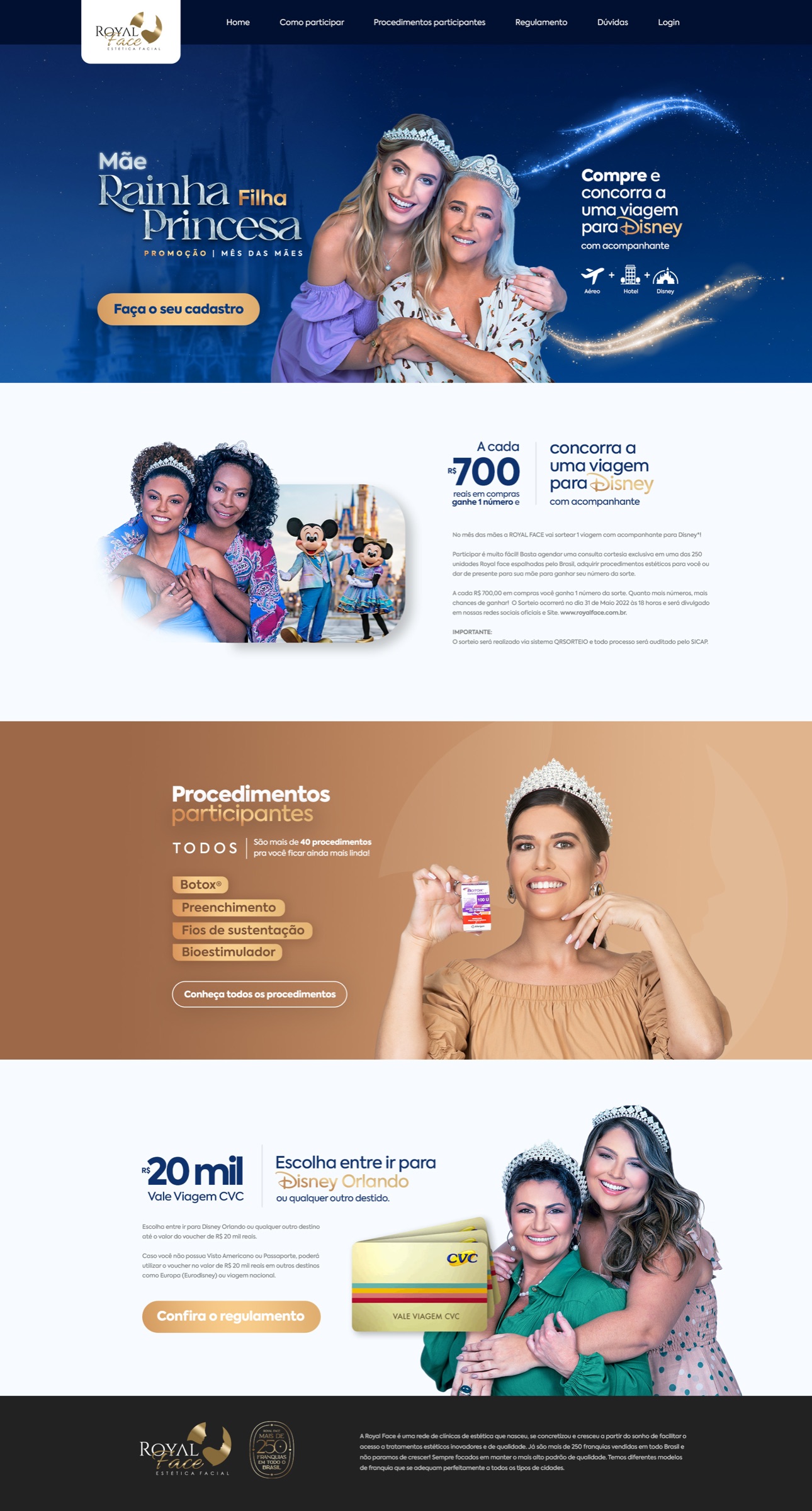 Royal Face: Hotsite da promoção, com regulamento e cadastro do número da sorte